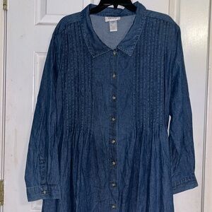 Vintage Jean dress • plus size • denim dress • shirt dress